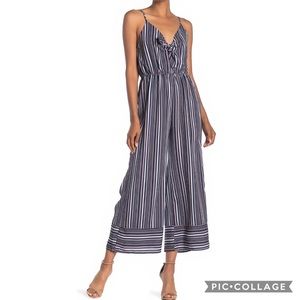 NWT PAPILLON BOW FRONT STRIPED JUMPSUIT NAVY XL